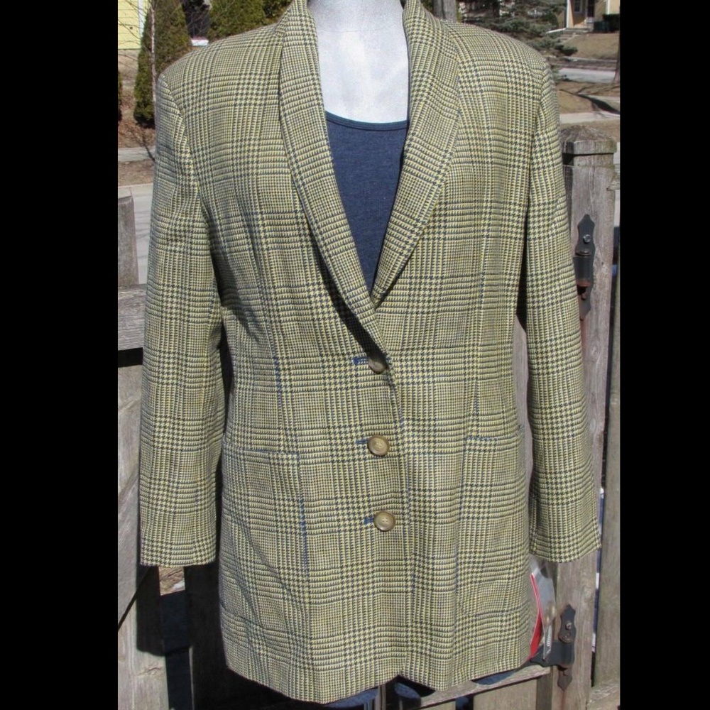 NWT MONDI Jacket 3 Button Blazer 6, 8 EU 40 Plaid 1980s 1990s New Old Stock NOS